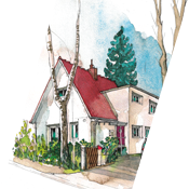 Zeichnung eines privaten Hauses